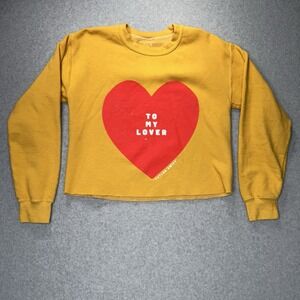 TAYLOR SWIFT To My Lover Sweatshirt Gold Red Heart Cropped‎ Yellow Swifties Sz S